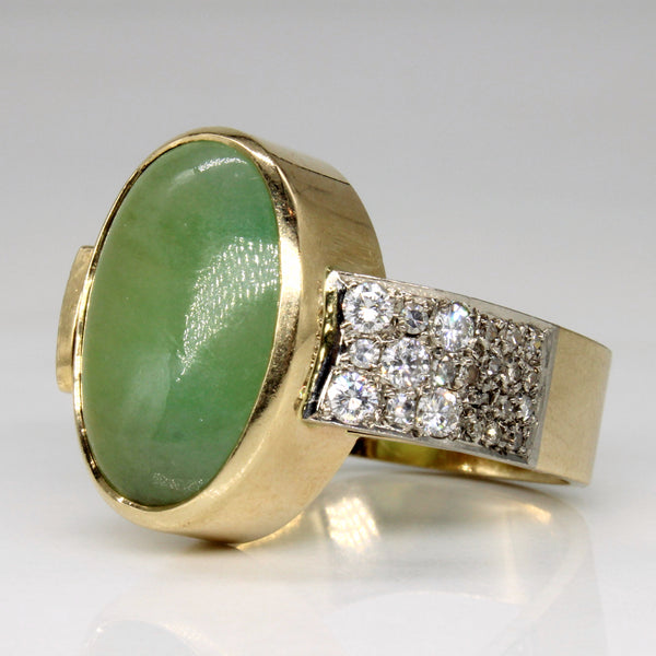 Jadeite & Diamond Cocktail Ring | 9.85ct, 0.40ctw | SZ 8.25 |