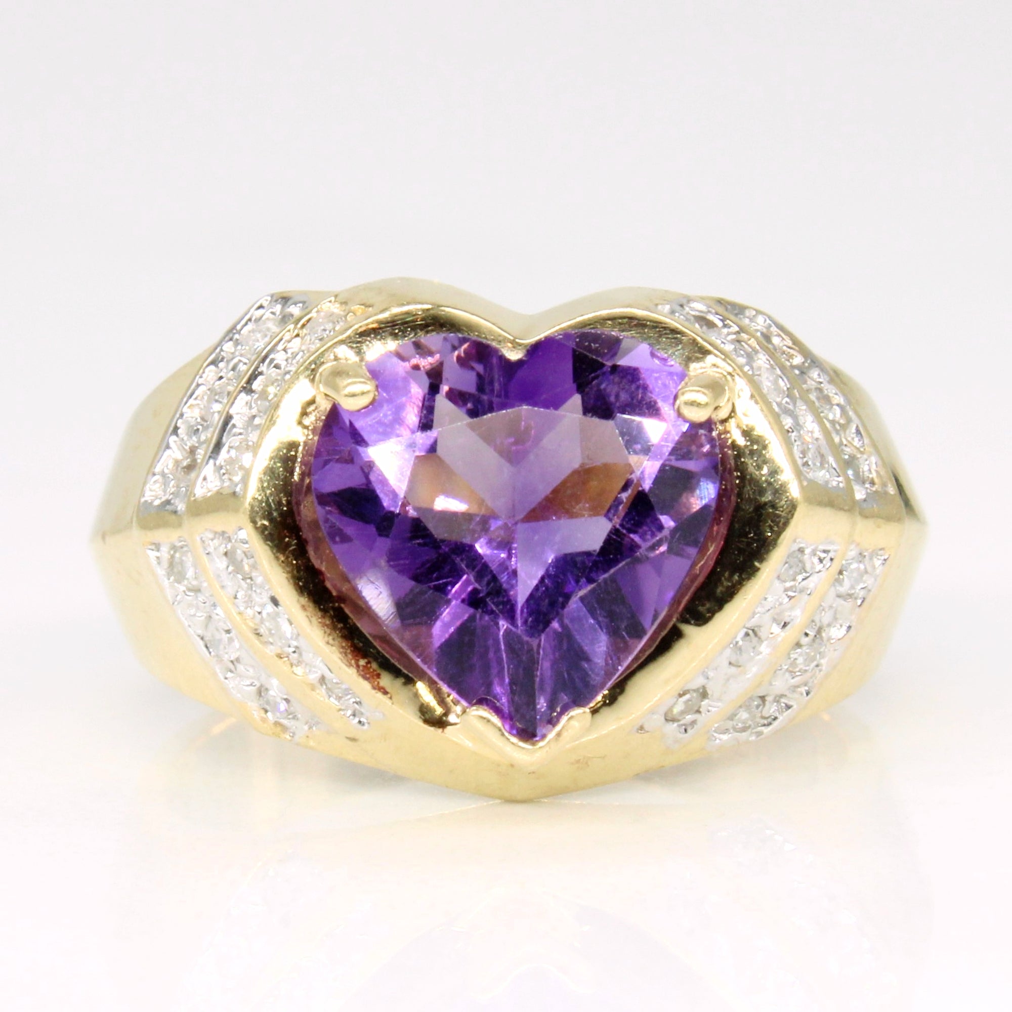 Amethyst & Diamond Heart Ring | 2.00ct, 0.12ctw | SZ 5.5 |