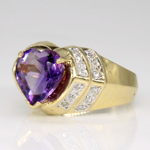 Amethyst & Diamond Heart Ring | 2.00ct, 0.12ctw | SZ 5.5 |