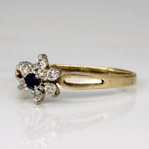 Diamond & Sapphire Flower Ring | 0.15ctw, 0.06ct | SZ 8.5 |