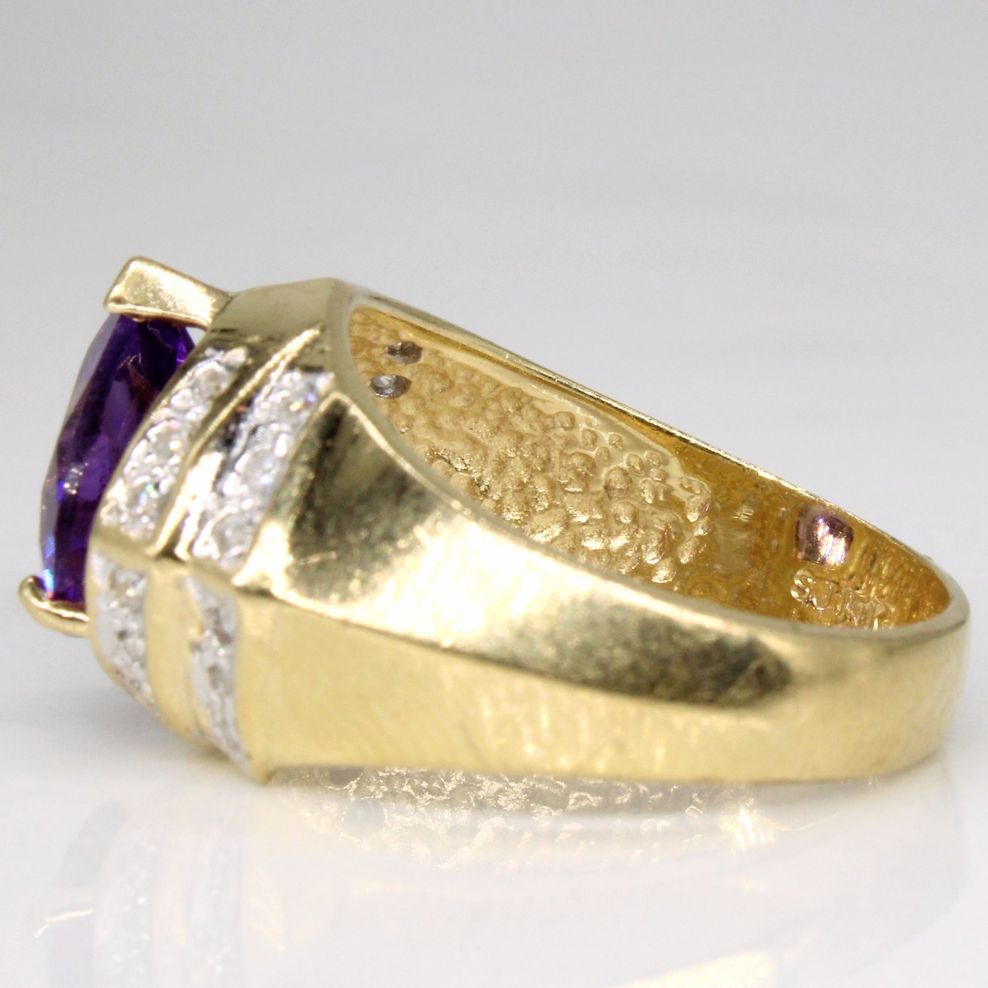 Amethyst & Diamond Heart Ring | 2.00ct, 0.12ctw | SZ 5.5 |