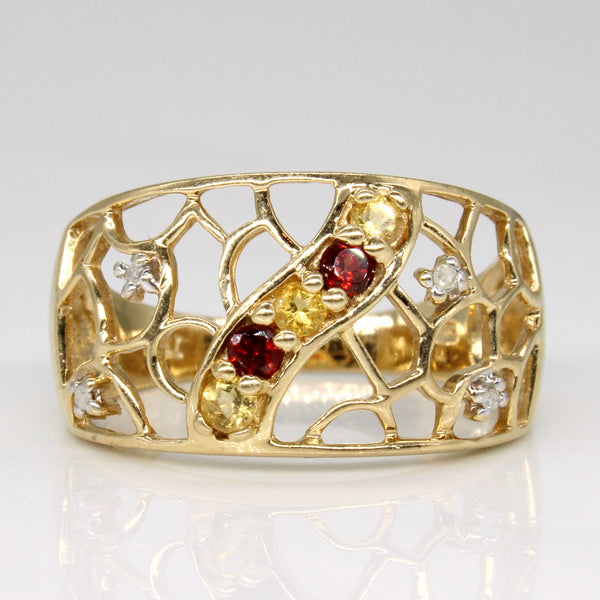 Multi Gem Lattice Ring | 0.15ctw | SZ 7 |