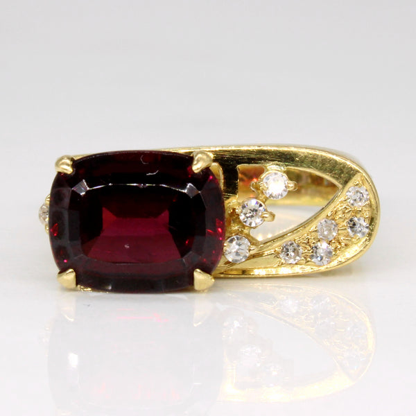 Garnet & Diamond Cocktail Ring | 3.00ct, 0.08ctw | SZ 5 |