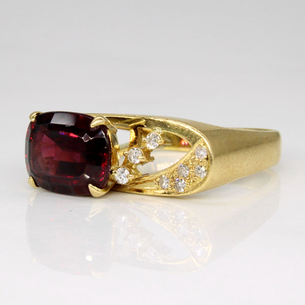 Garnet & Diamond Cocktail Ring | 3.00ct, 0.08ctw | SZ 5 |