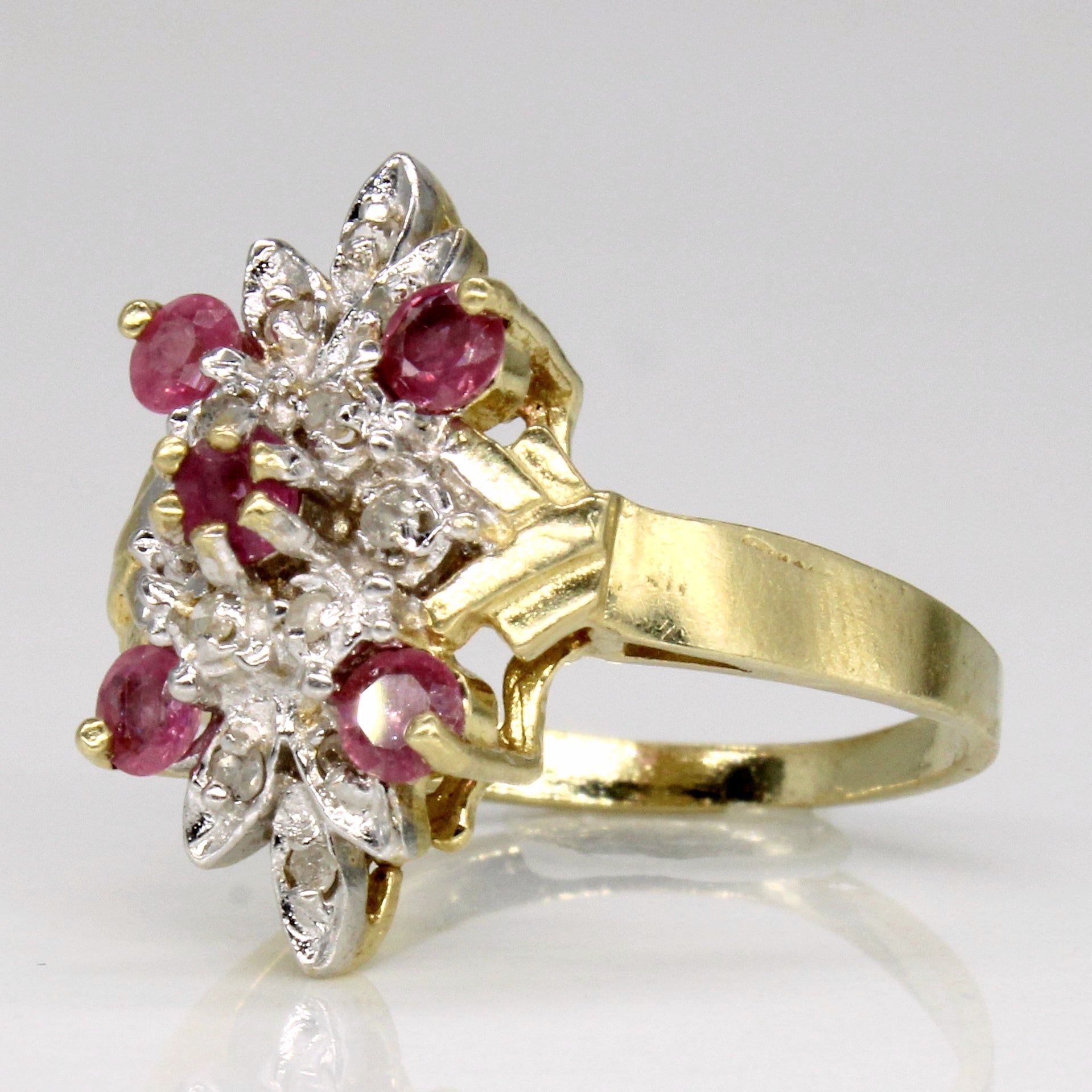 Light Pink Ruby & Diamond Cocktail Ring | 0.40ctw, 0.06ctw | SZ 6.75 |