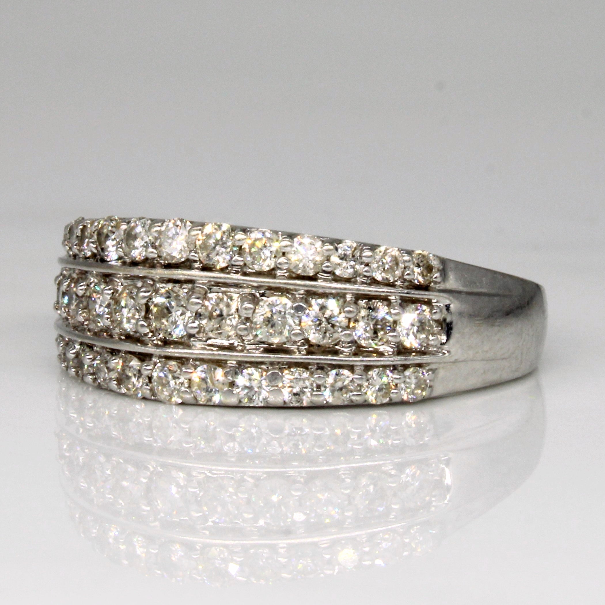 Three Row Diamond Ring | 0.86ctw | SZ 9.5 |