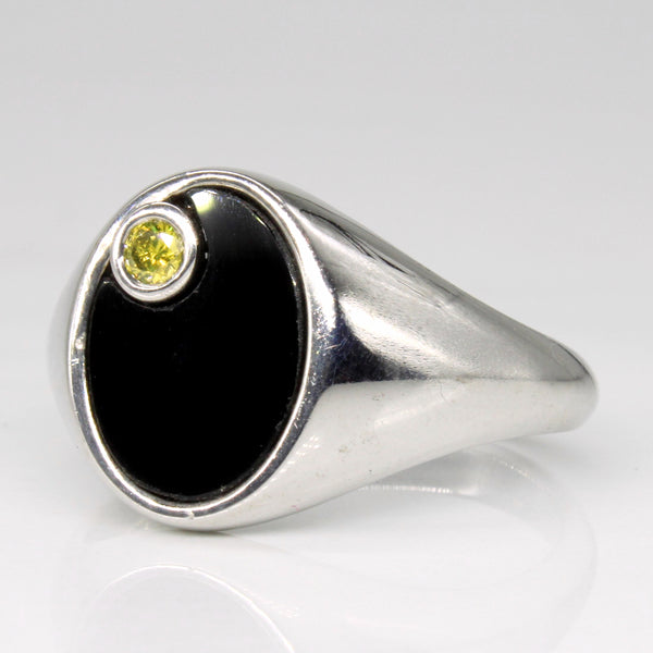 Onyx & Yellow Diamond Ring | 1.20ct, 0.08ct | SZ 10.5 |