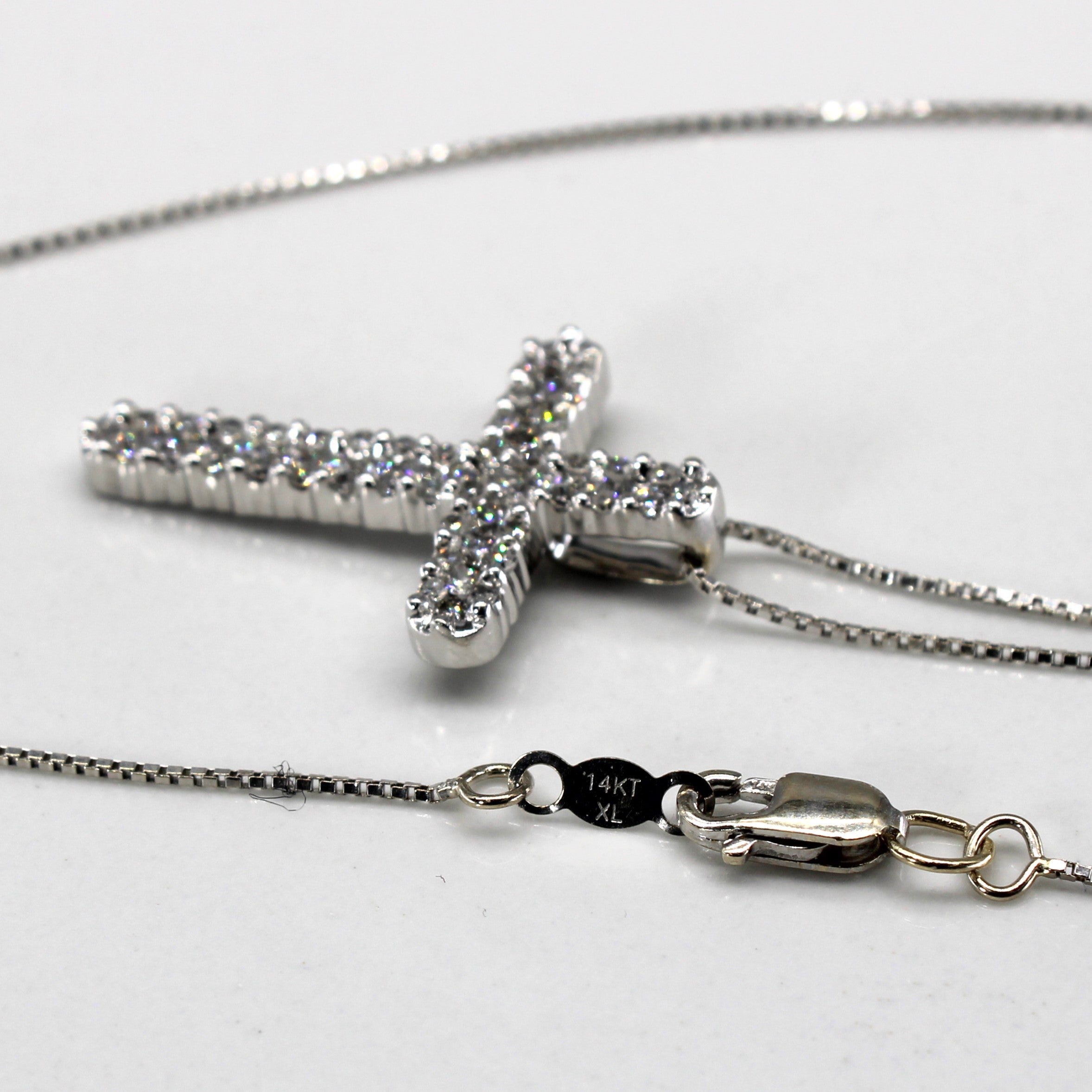 Cluster Diamond Cross Pendant Necklace | 0.82ctw | 21"|