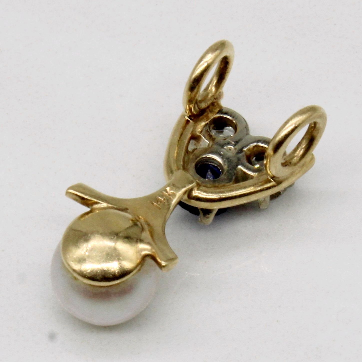 Diamond, Sapphire and Pearl 14k Pendant | 0.18ctw, 0.22ct |