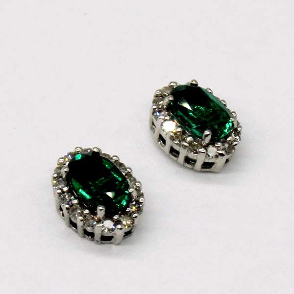 'Michael Hill' Synthetic Emerald & Diamond Stud Earrings | 1.00ctw, 0.28ctw |