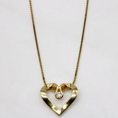 Diamond Heart Pendant & 14k Necklace | 0.05ct | 16