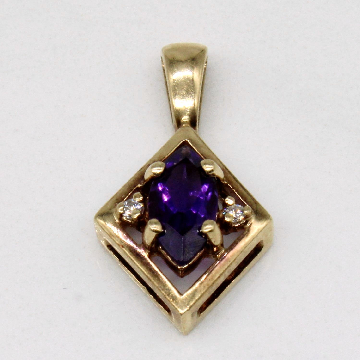 Amethyst & Diamond Pendant | 0.40ct, 0.01ctw |