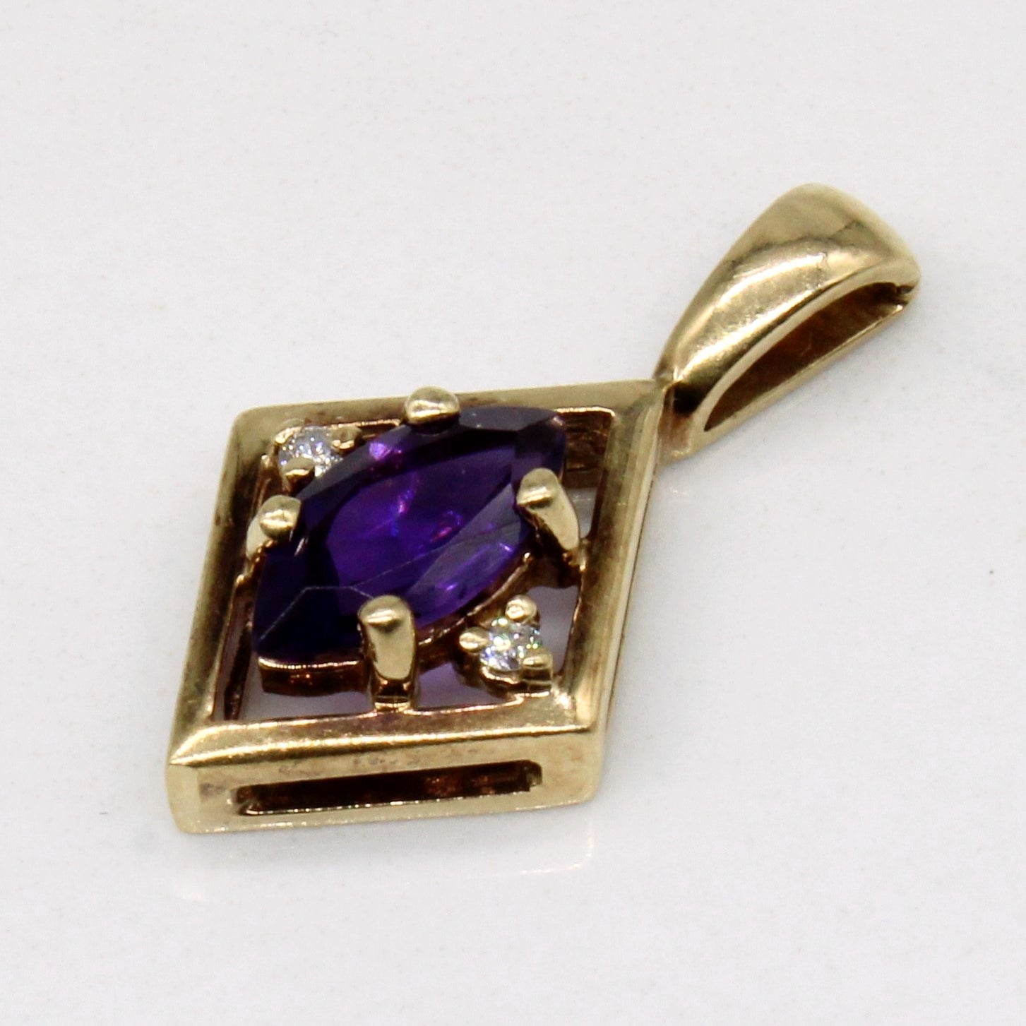 Amethyst & Diamond Pendant | 0.40ct, 0.01ctw |