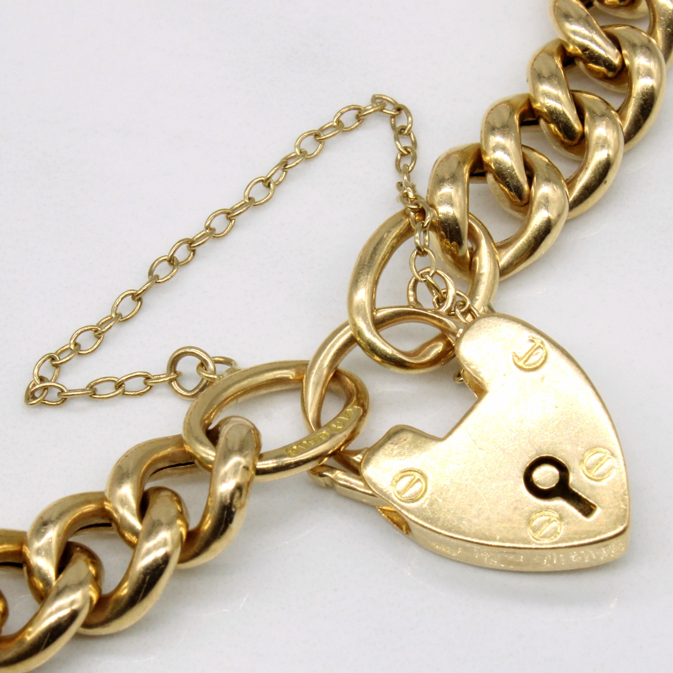 14k Yellow Gold Heart Closure Bracelet | 8" |