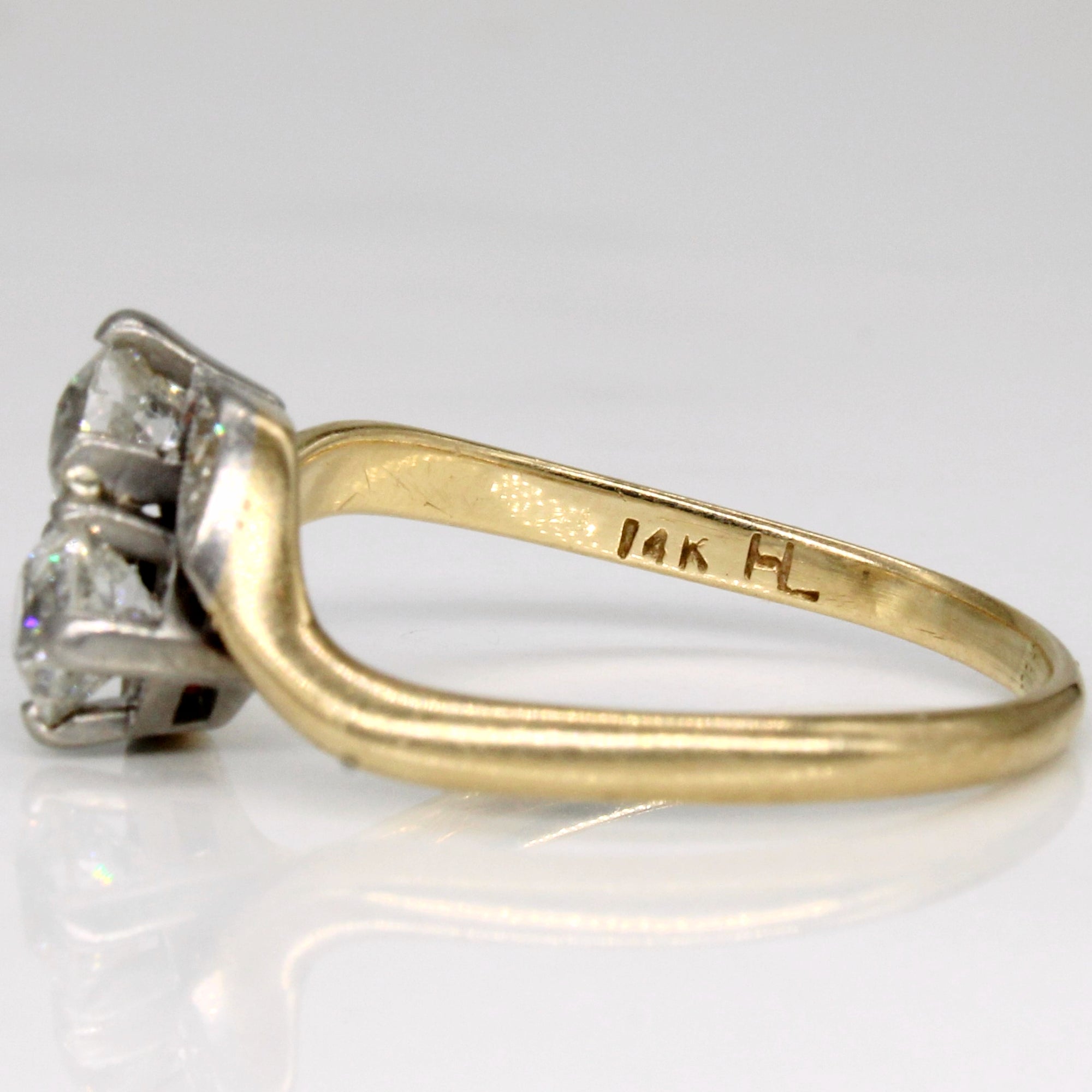 Old Mine Cut Toi et Moi Diamond 14k Ring | 0.37ctw, 0.35ctw, 0.02ctw | SZ 7.75 |