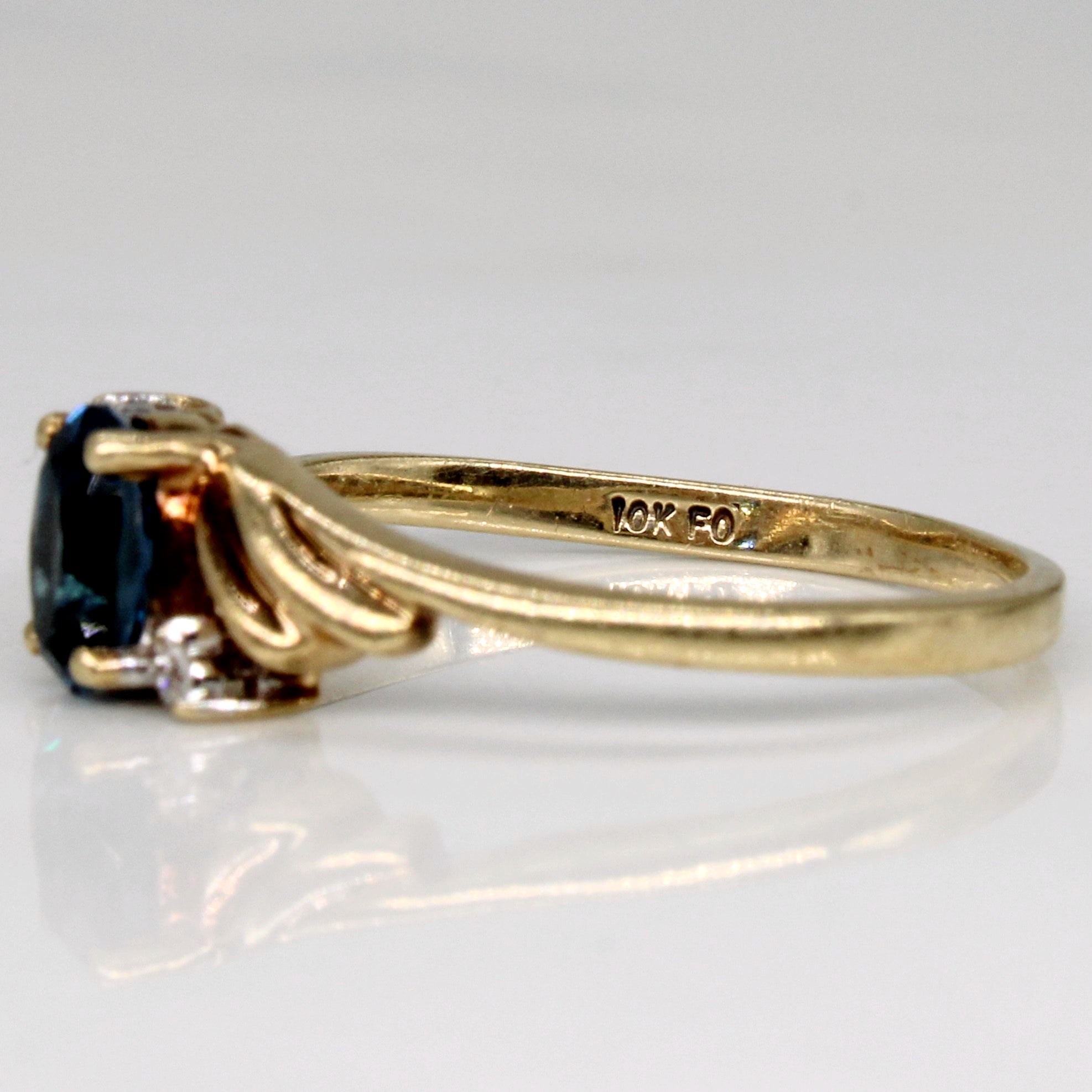 London Blue Topaz & Diamond 10k Ring | 0.5ct, 0.01ctw | SZ 6 |