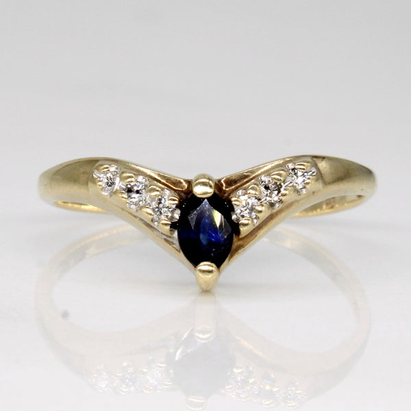 Sapphire & Diamond Chevron Ring | 0.20ct, 0.03ctw | SZ 8.5 |
