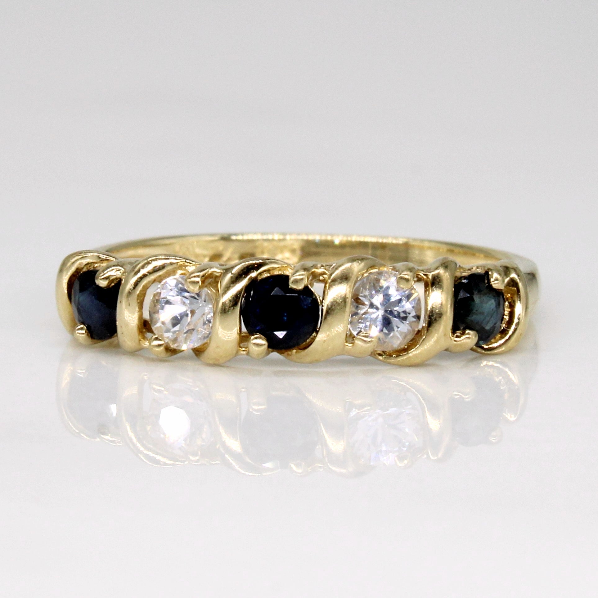Bague saphir bleu et transparent | 0,27 ct, 0,20 ct | Taille 6,75 | 