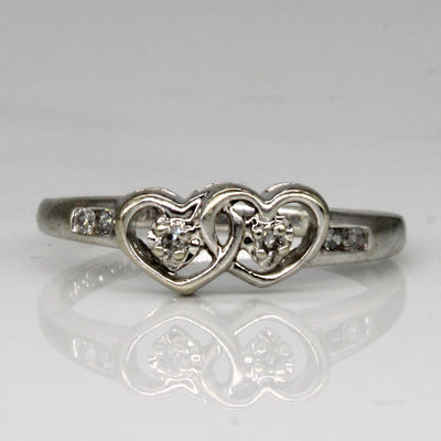 Diamond Twin Heart Ring | 0.03ctw | SZ 5 |