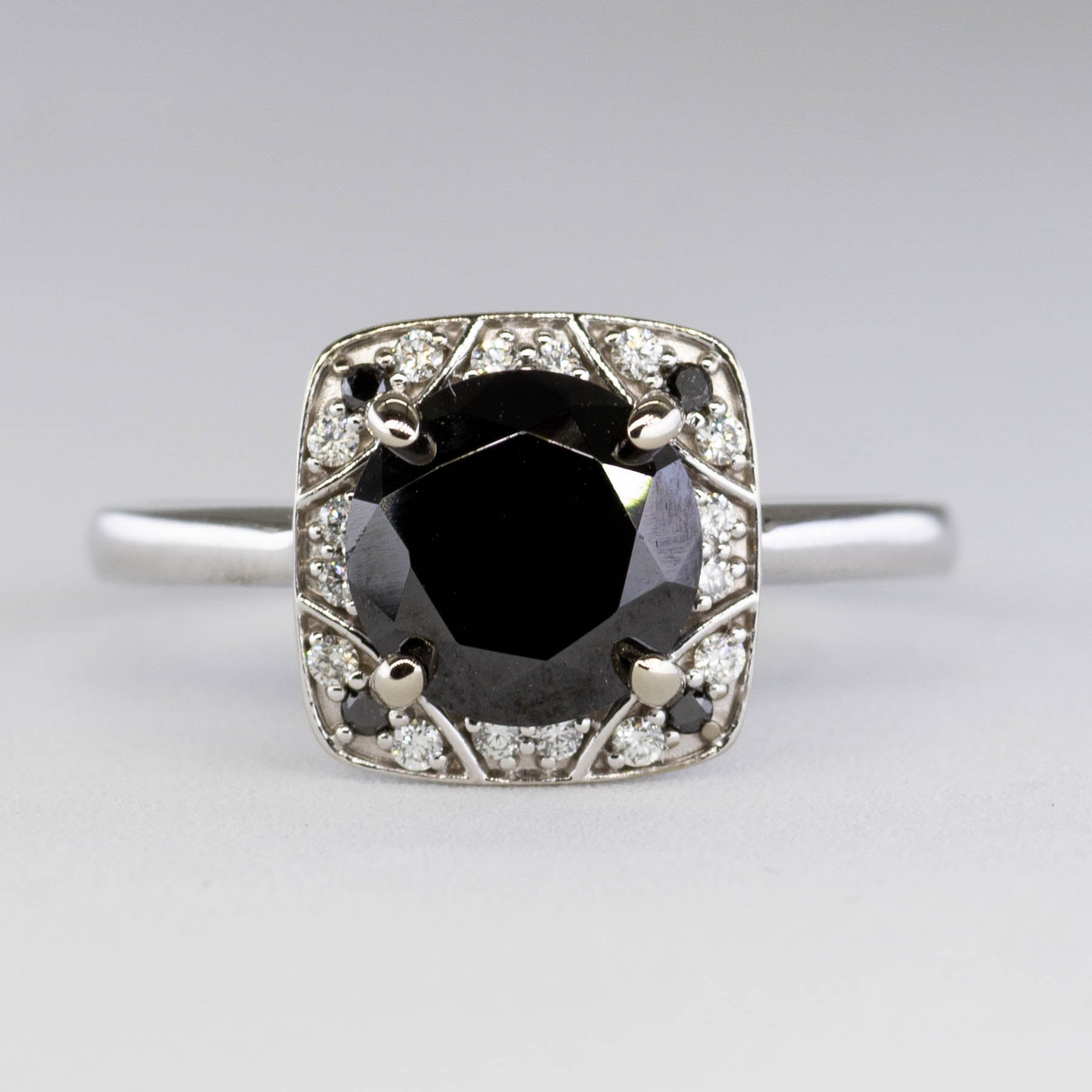 Black Diamond Halo Engagement Ring | SZ 7.25 |