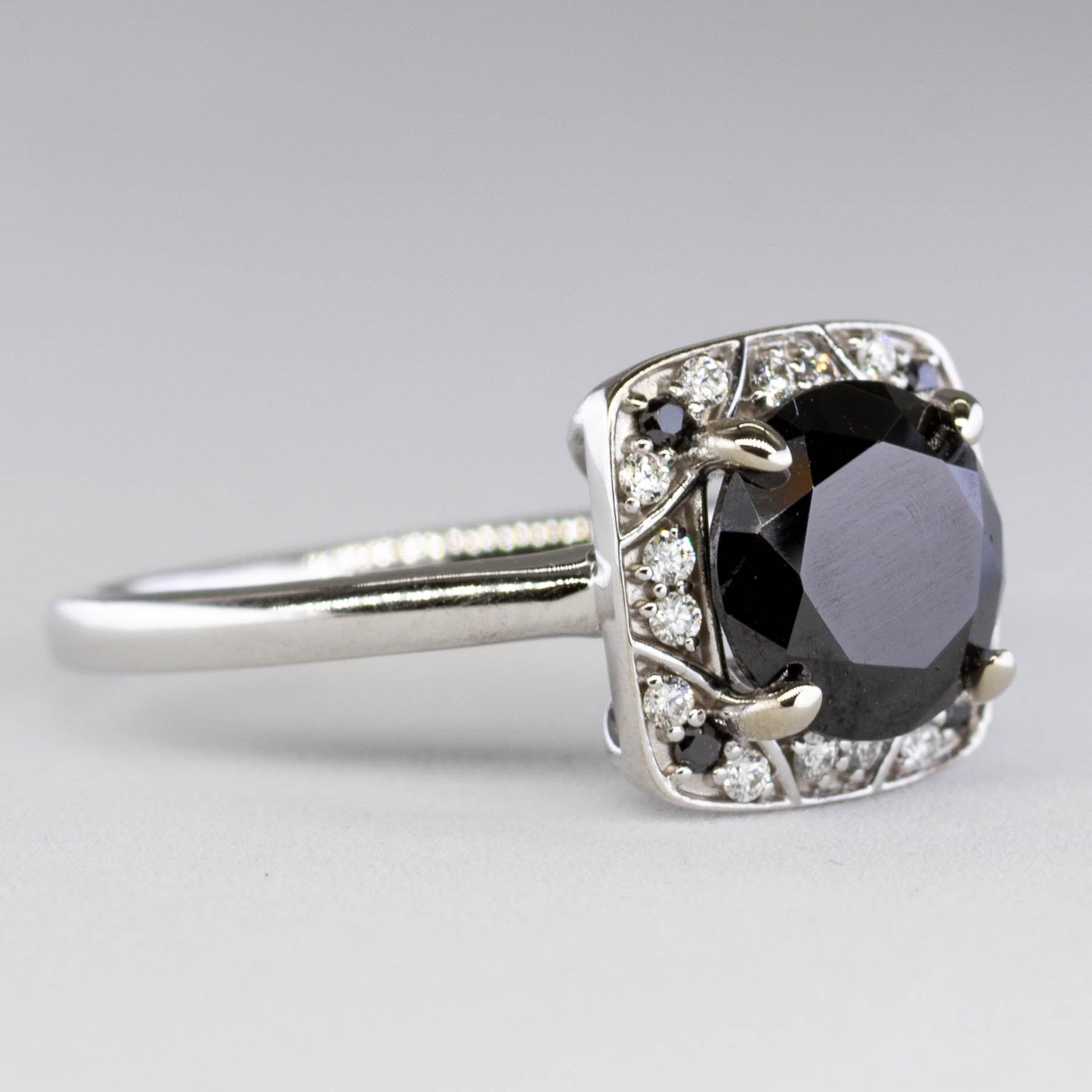 Black Diamond Halo Engagement Ring | SZ 7.25 |