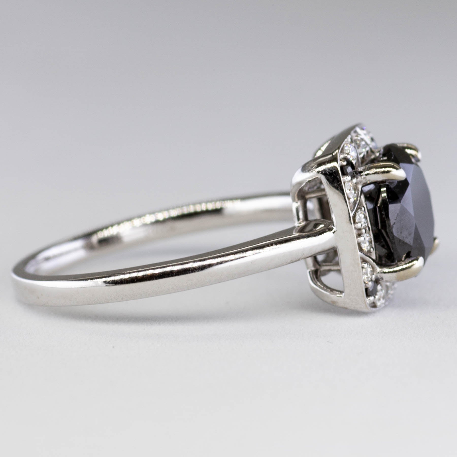 Black Diamond Halo Engagement Ring | SZ 7.25 |