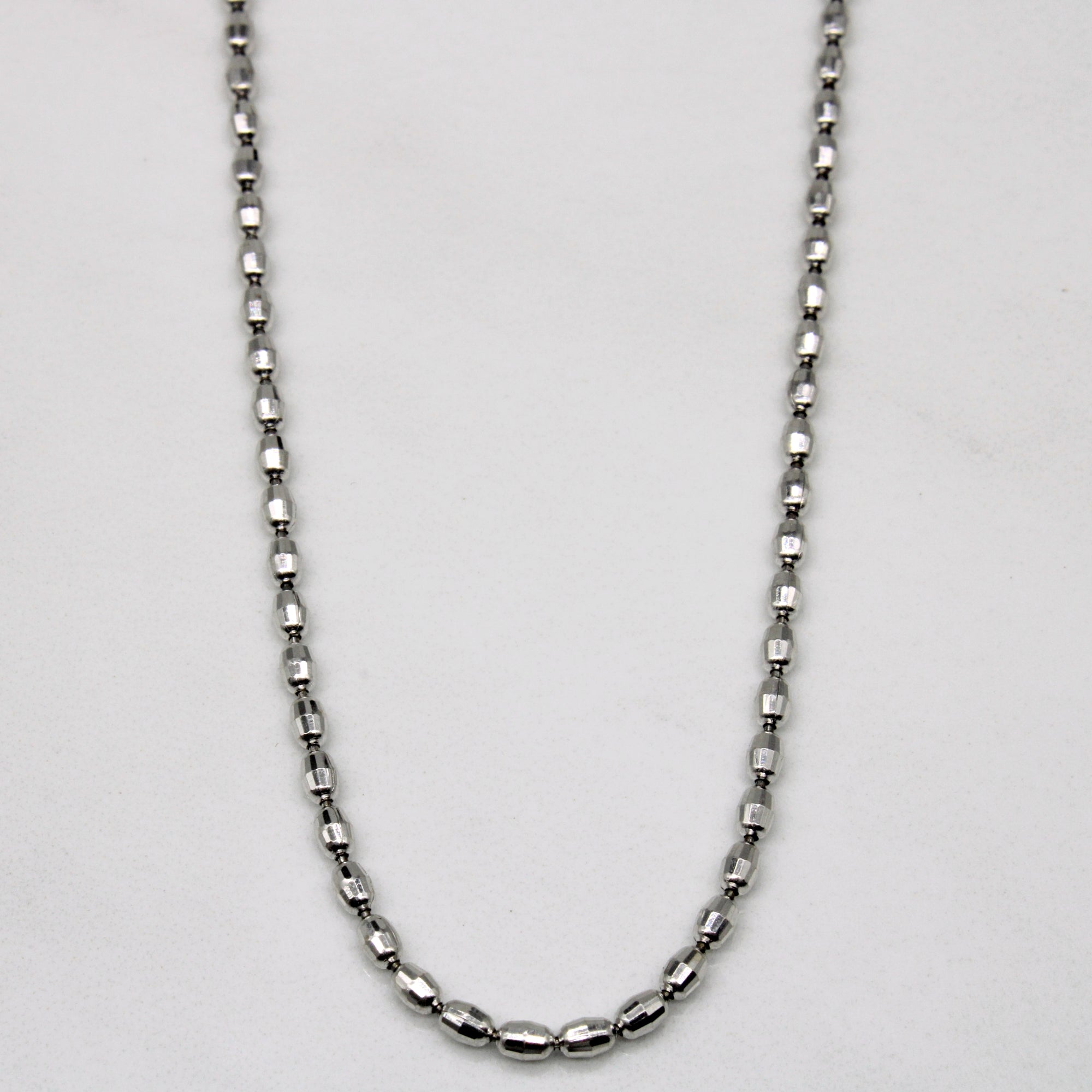 14k White Gold Bead Chain | 16.5