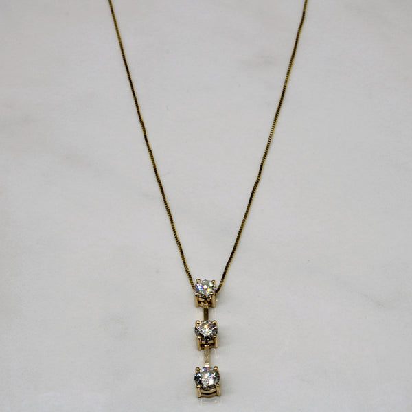 Diamond Colum Drop Necklace | 0.91ctw | 18