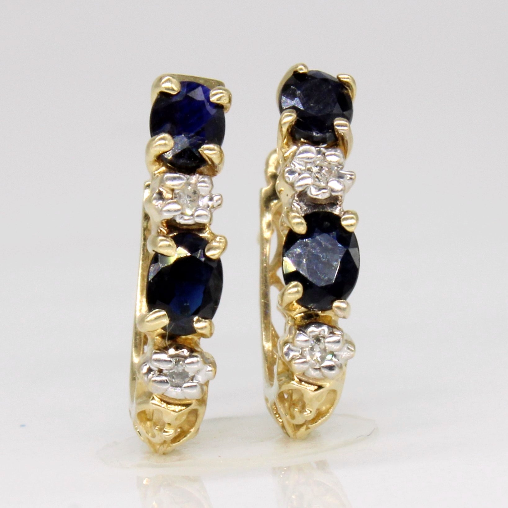 Boucles d'oreilles créoles saphir et diamant | 0,80 ct, 0,02 ct | 