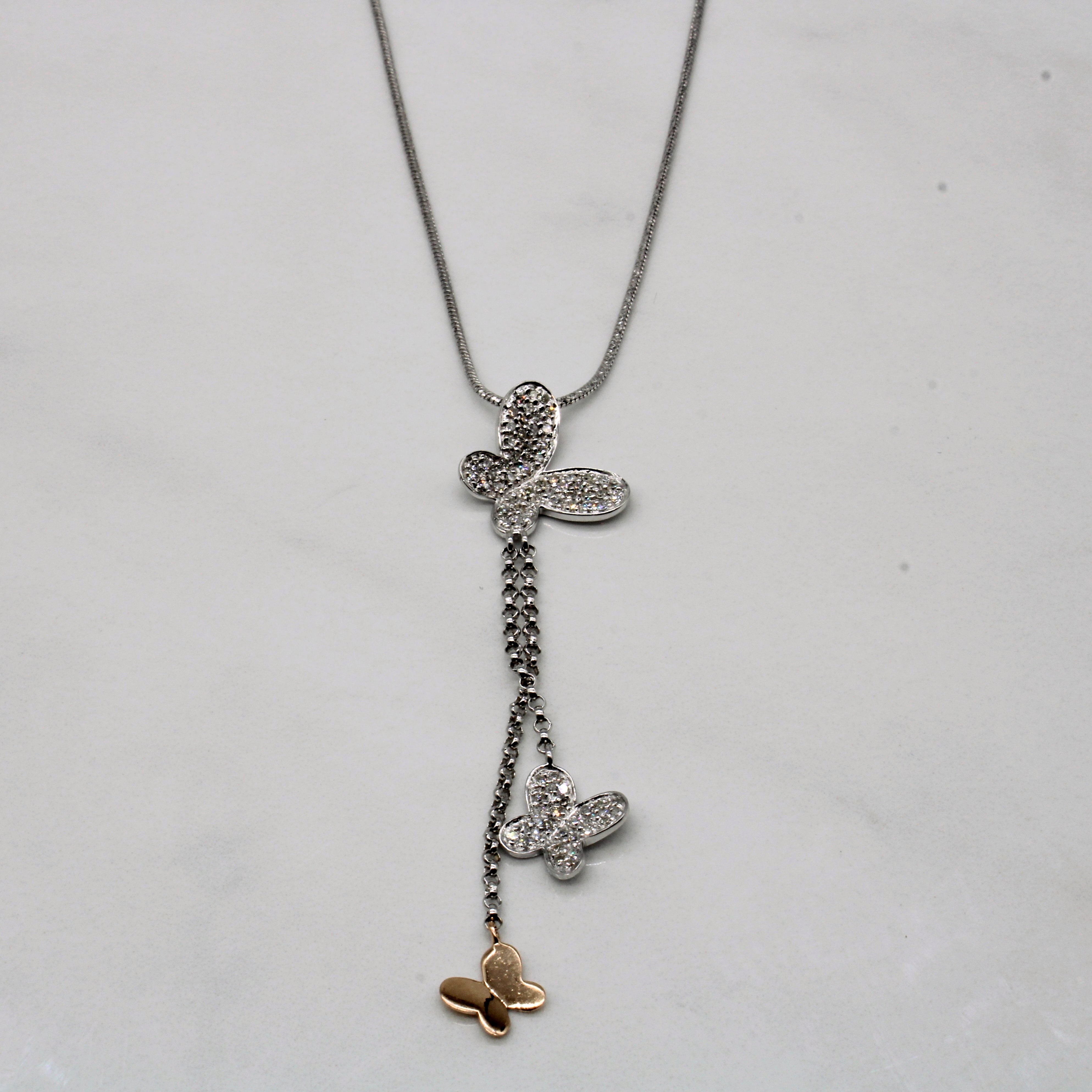 Diamond Butterfly Pendant & Necklace | 0.20ctw | 16" |