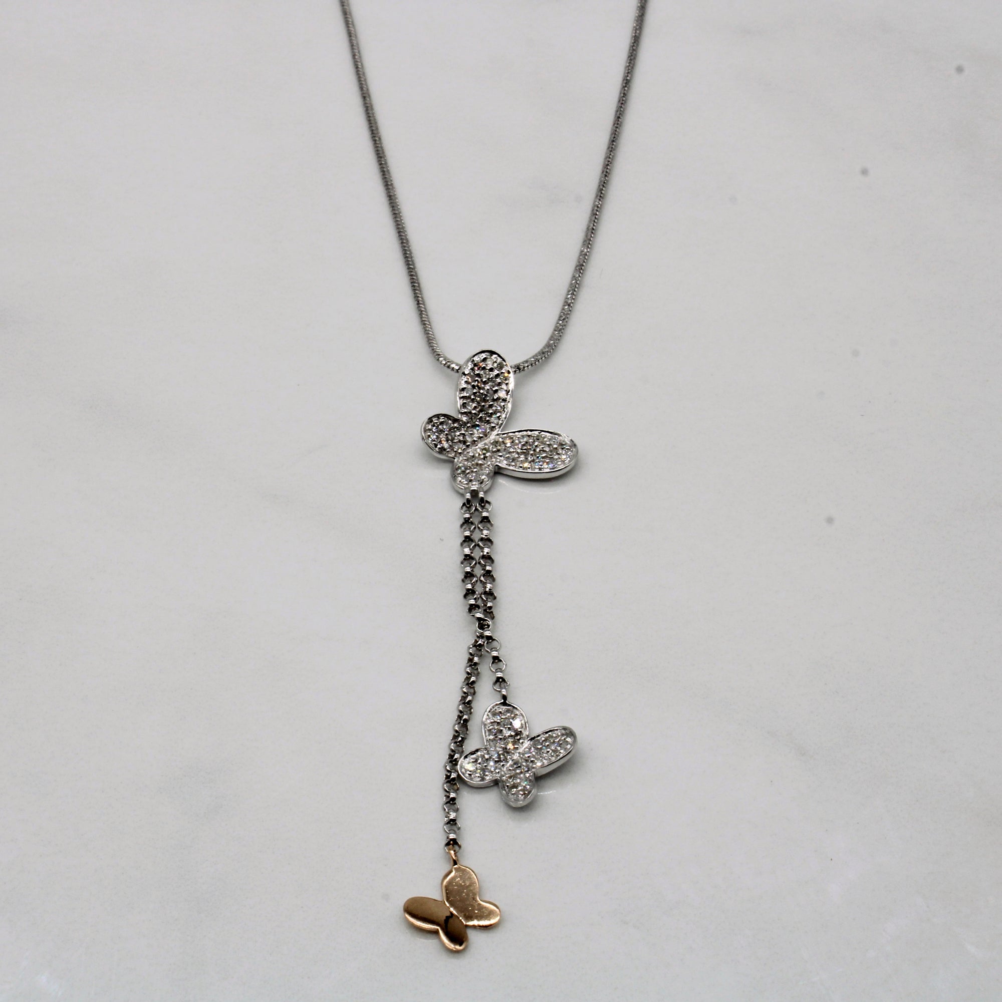 Diamond Butterfly Pendant & Necklace | 0.20ctw | 16