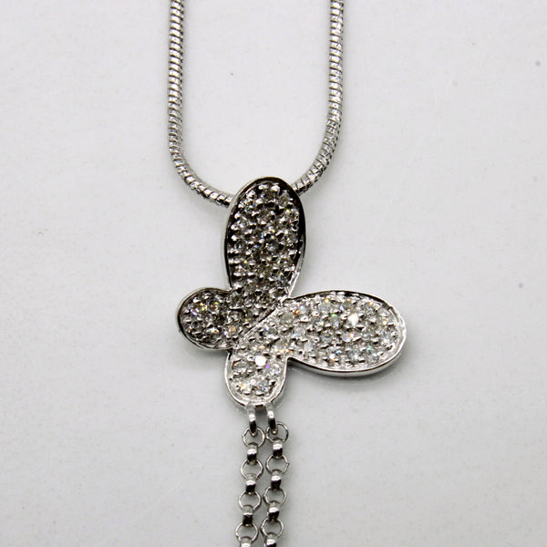 Diamond Butterfly Pendant & Necklace | 0.20ctw | 16