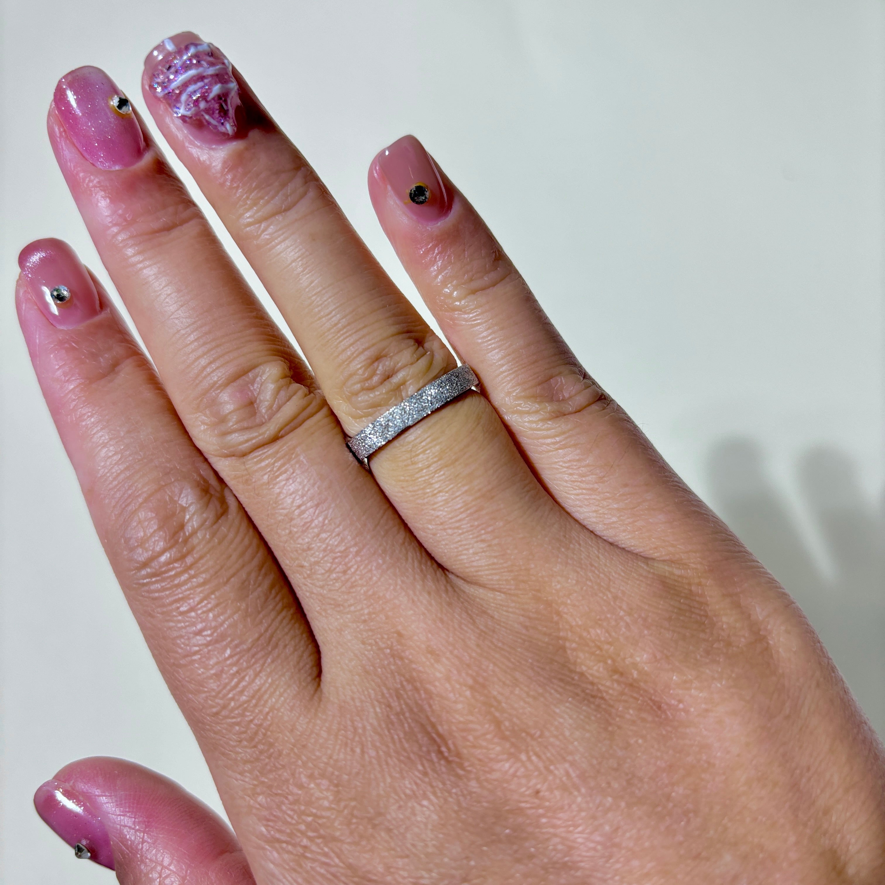 Alliance texturée en or blanc 18 carats | Taille 5,5 | 