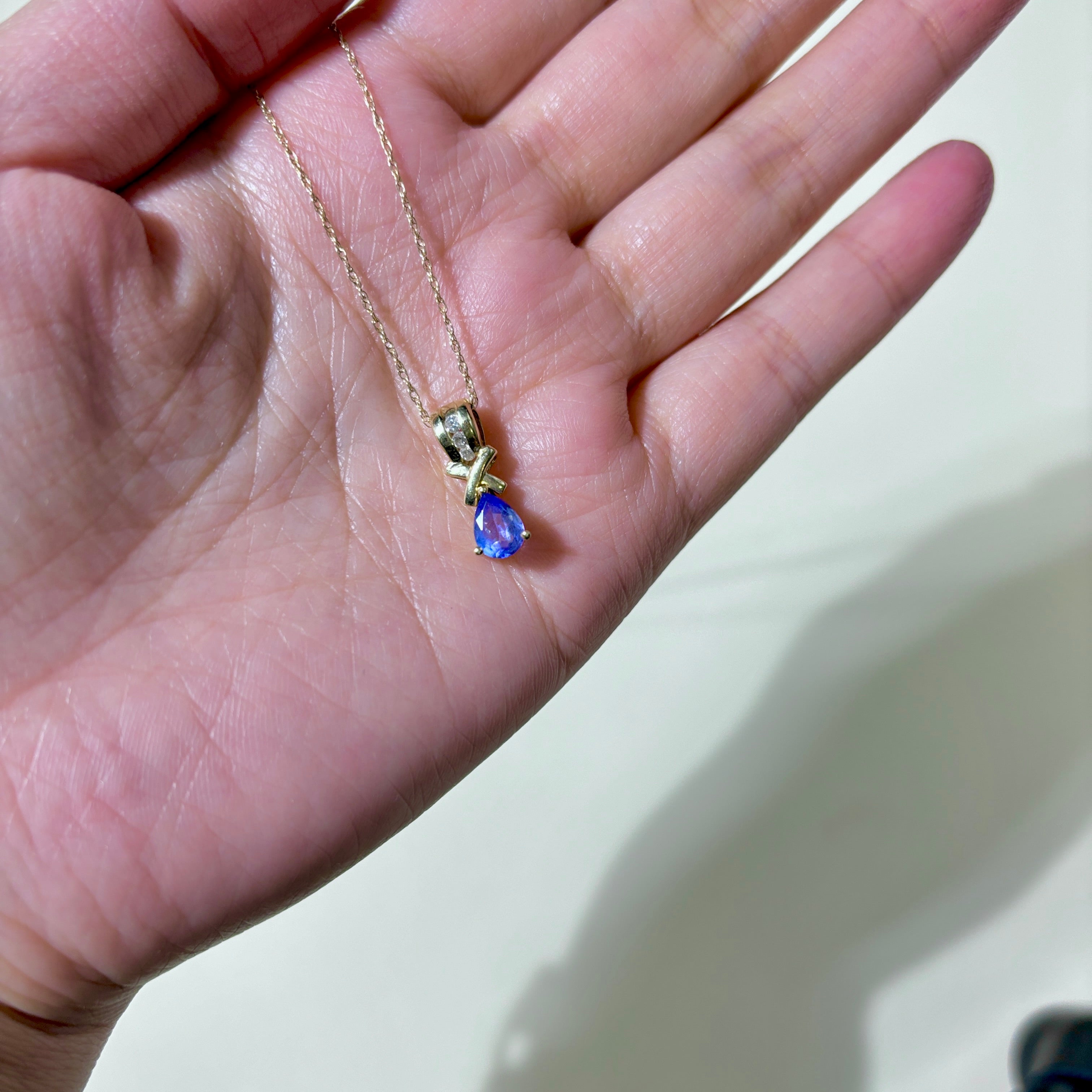 10K Yellow Gold Tanzanite & Diamond Pendant Necklace | 0.63ct, 0.06ctw | 18" |