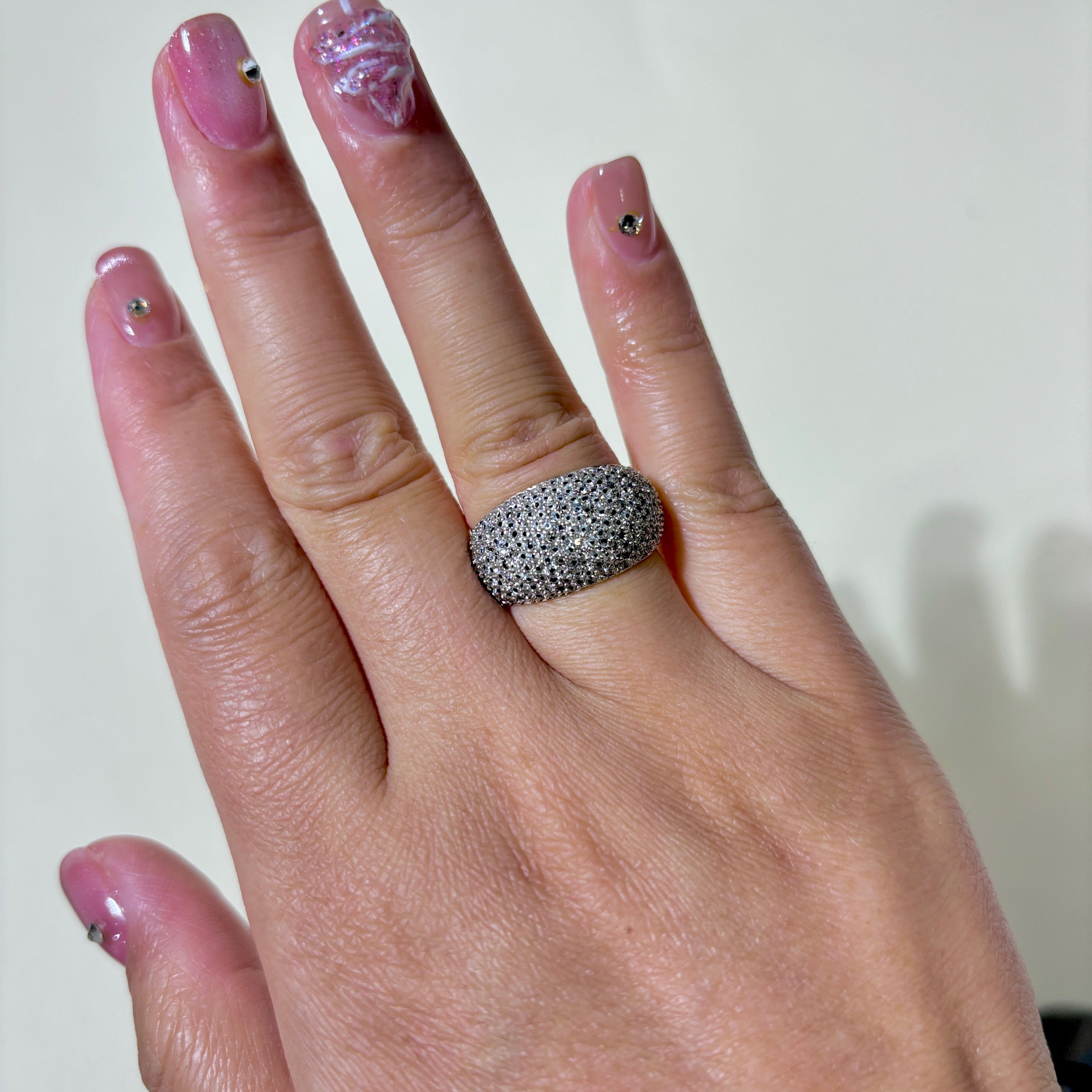 Bague en or jaune 18 carats sertie de diamants en forme de dôme | 1,37 ct | Taille 6,5 | 