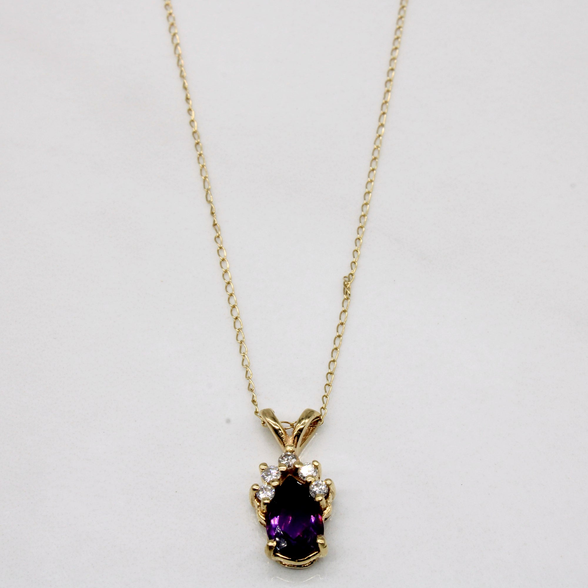 Amethyst & Diamond Pendant 14k Necklace | 0.10ctw, 0.62ctw| 18