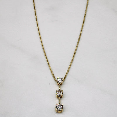 Diamond Three Stone Column Pendant & 14k Necklace | 0.94ctw | 22