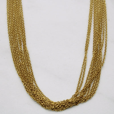 18k Yellow Gold Tiered Chain Necklace | 17