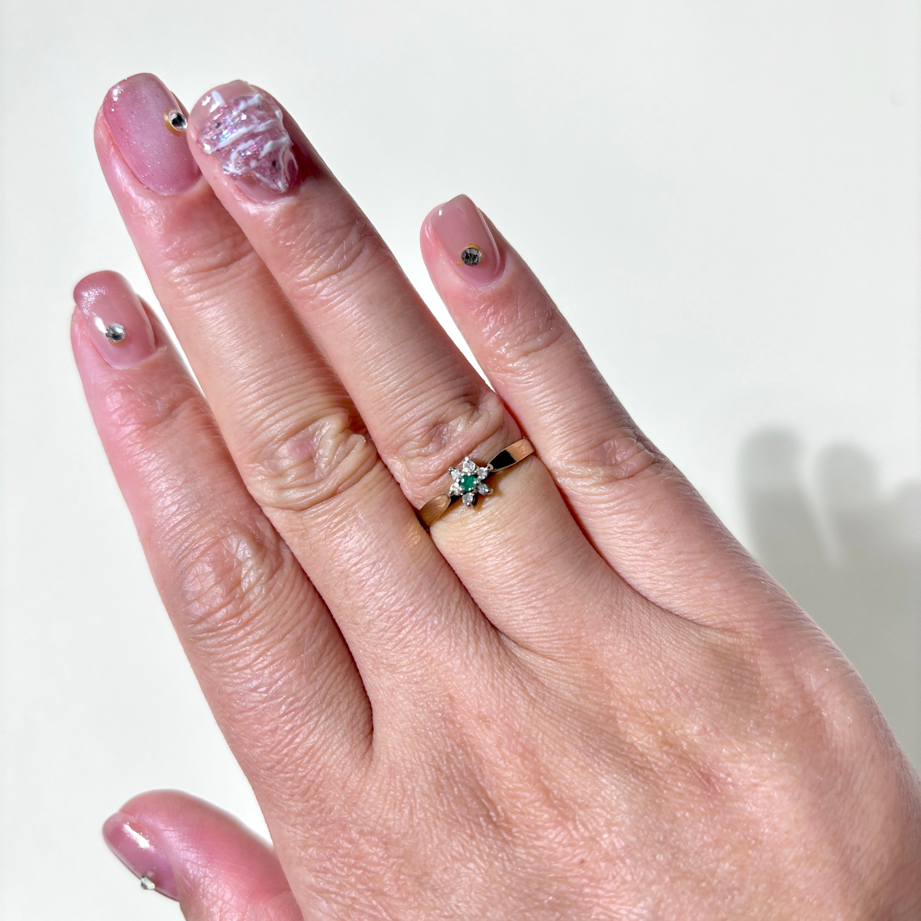 8k Yellow Gold Emerald & Diamond Ring | 0.03ct, 0.03ctw | SZ5.75 |