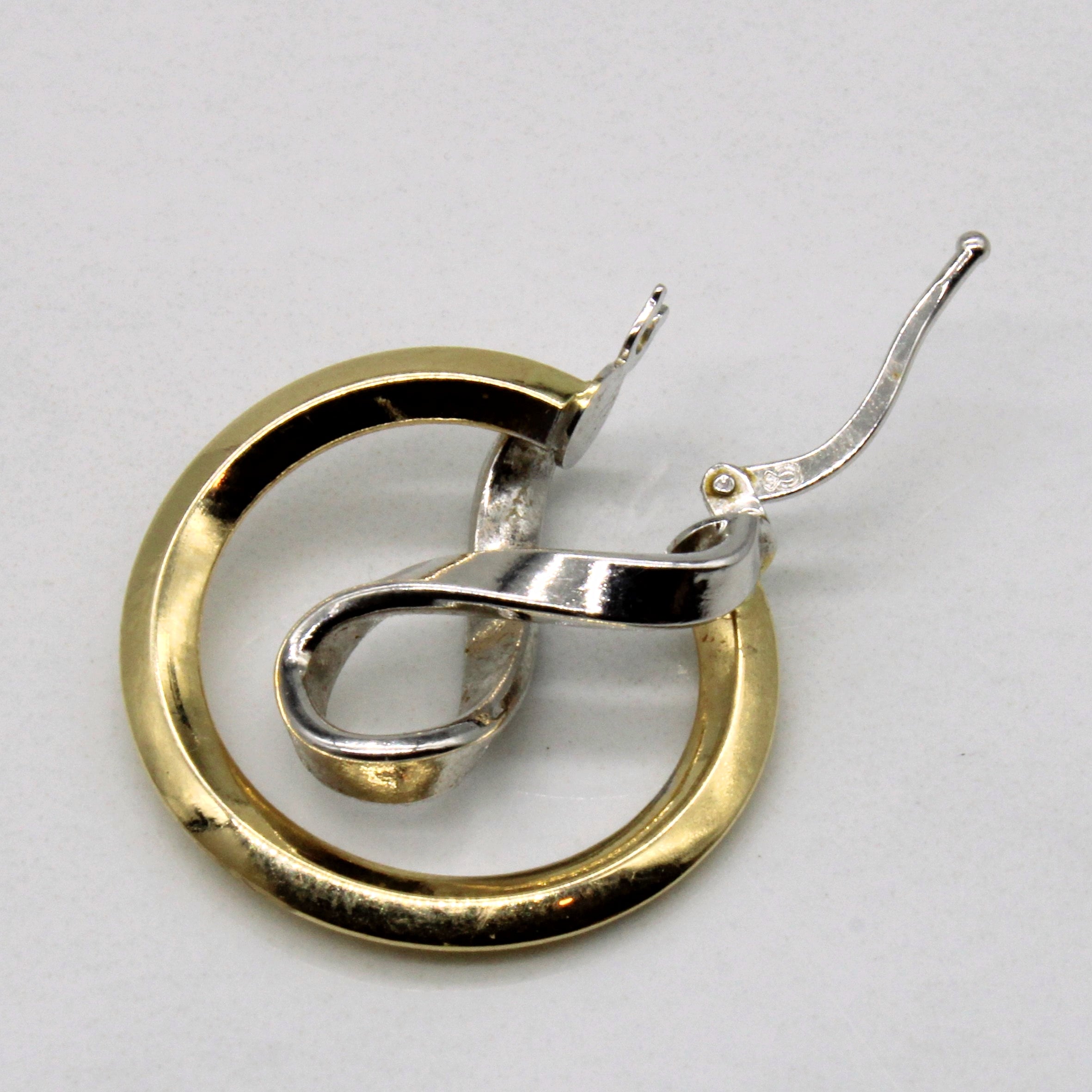 14k Two Tone Gold Twisted Hoop Earrings