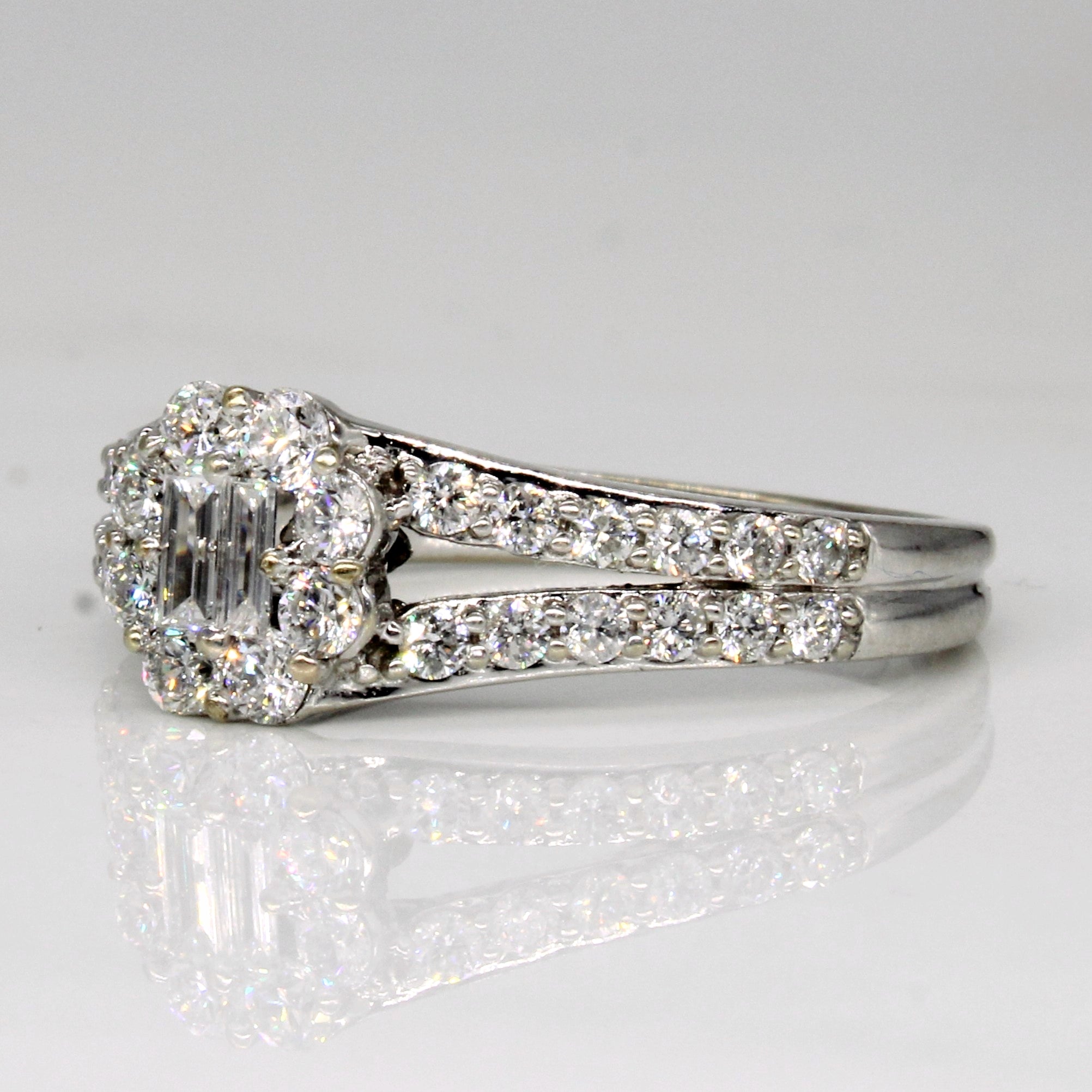Bague de fiançailles sertie de diamants en grappe | 0,93 ct | Taille 8,25 | 
