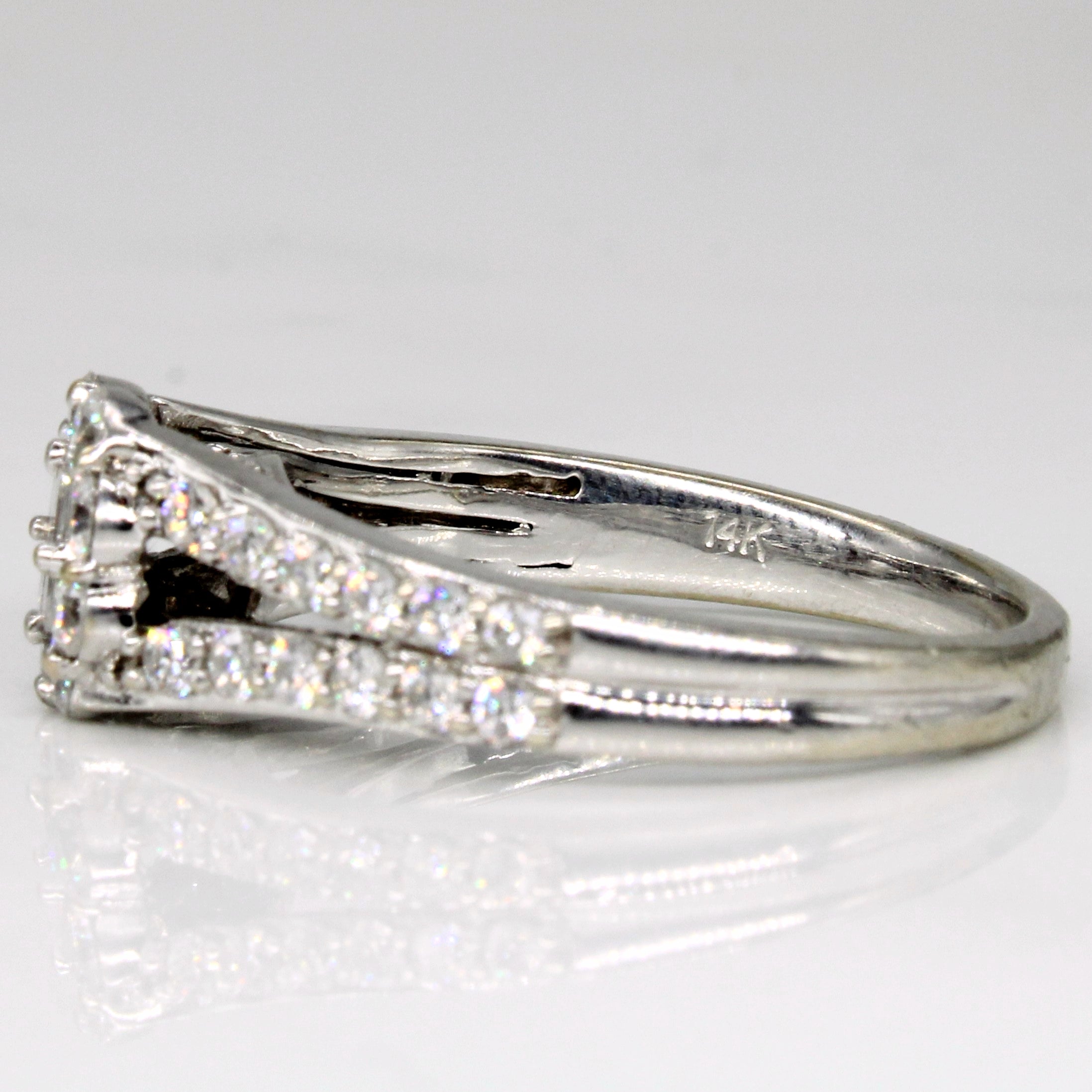 Bague de fiançailles sertie de diamants en grappe | 0,93 ct | Taille 8,25 | 