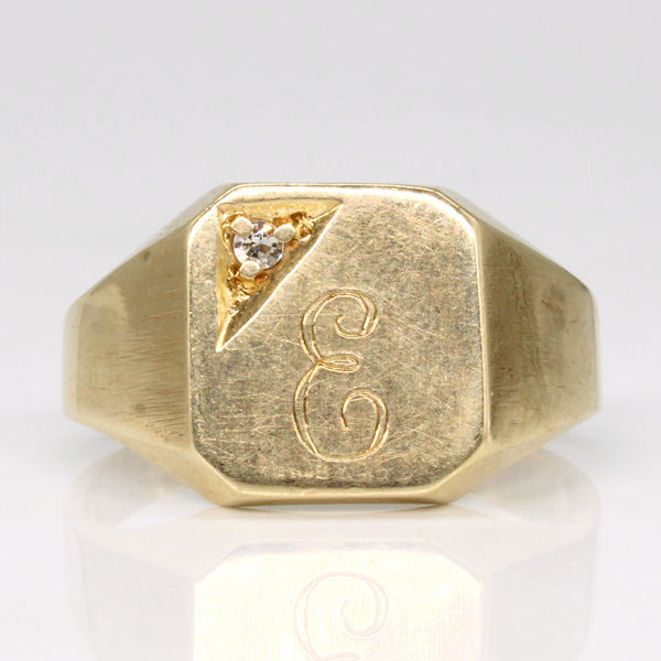 Diamond 'E' Signet Ring | 0.03ct | SZ 8.75 |