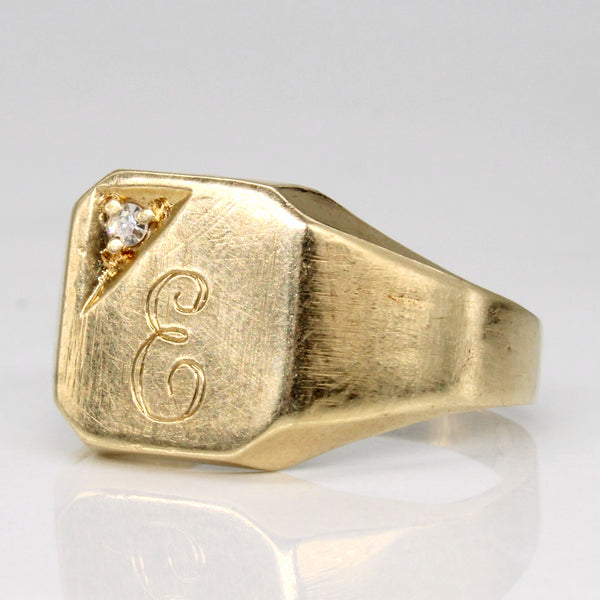 Diamond 'E' Signet Ring | 0.03ct | SZ 8.75 |