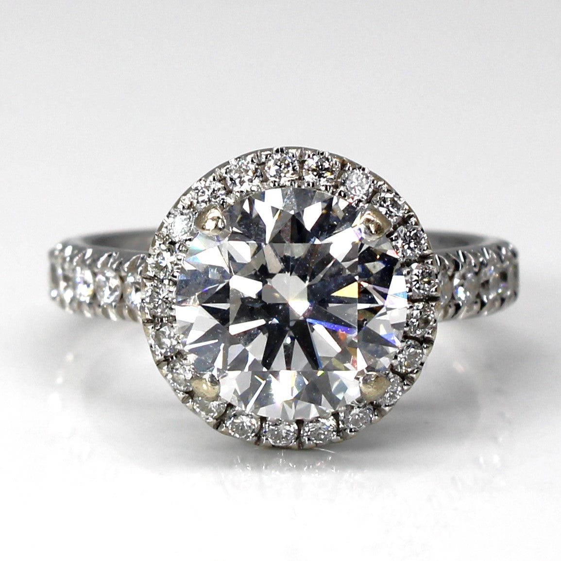 GIA Certified Halo Diamond Engagement Ring | 3.20ctw VS1 E Ex | SZ 5 |