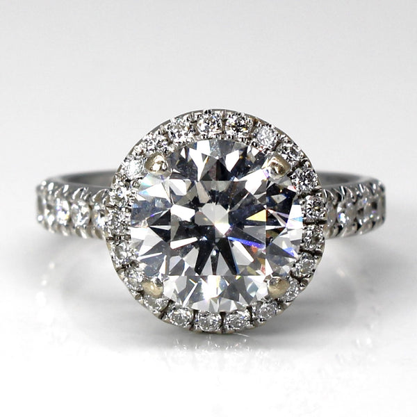 Halo Diamond Engagement Ring | 3.20ctw VS1 E | SZ 5 |