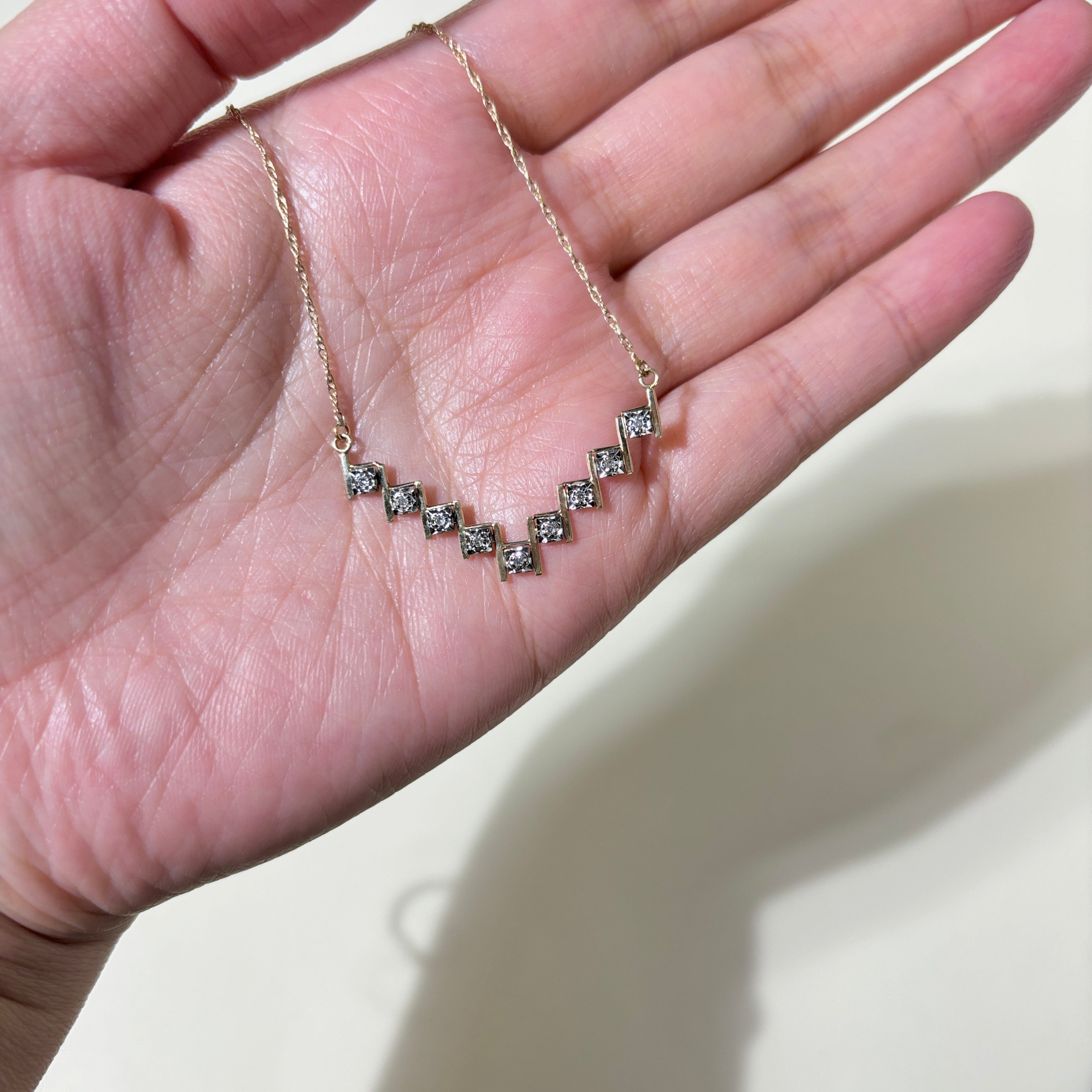 Collier en or jaune 14 carats et diamants | 0,05 ct | 40,6 cm | 