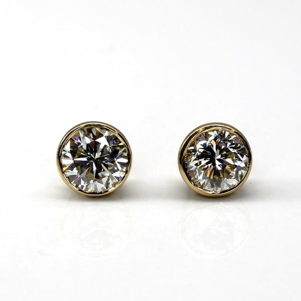Bezel Set Diamond Stud Earrings | 2.40ctw VS1/VS2 I |