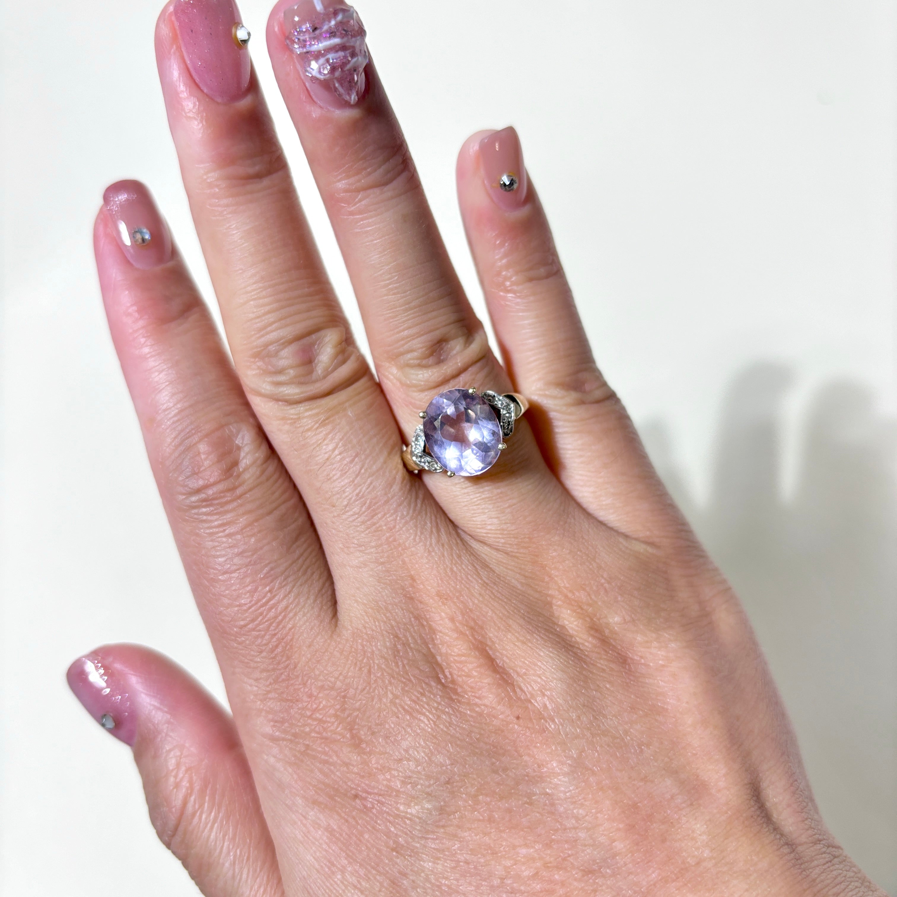 10K Yellow Gold Pink Quartz & Diamond Ring | 4.12ct, 0.02ctw | SZ 5.25 |