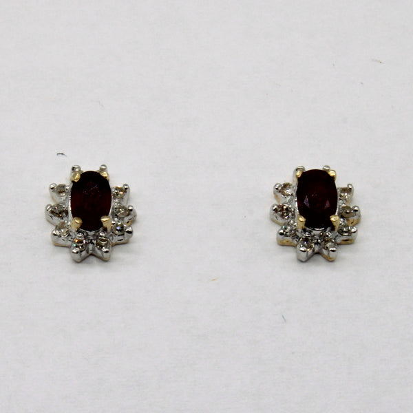 Glass Filled Ruby & Diamond Earrings | 0.45ctw, 0.10ctw |